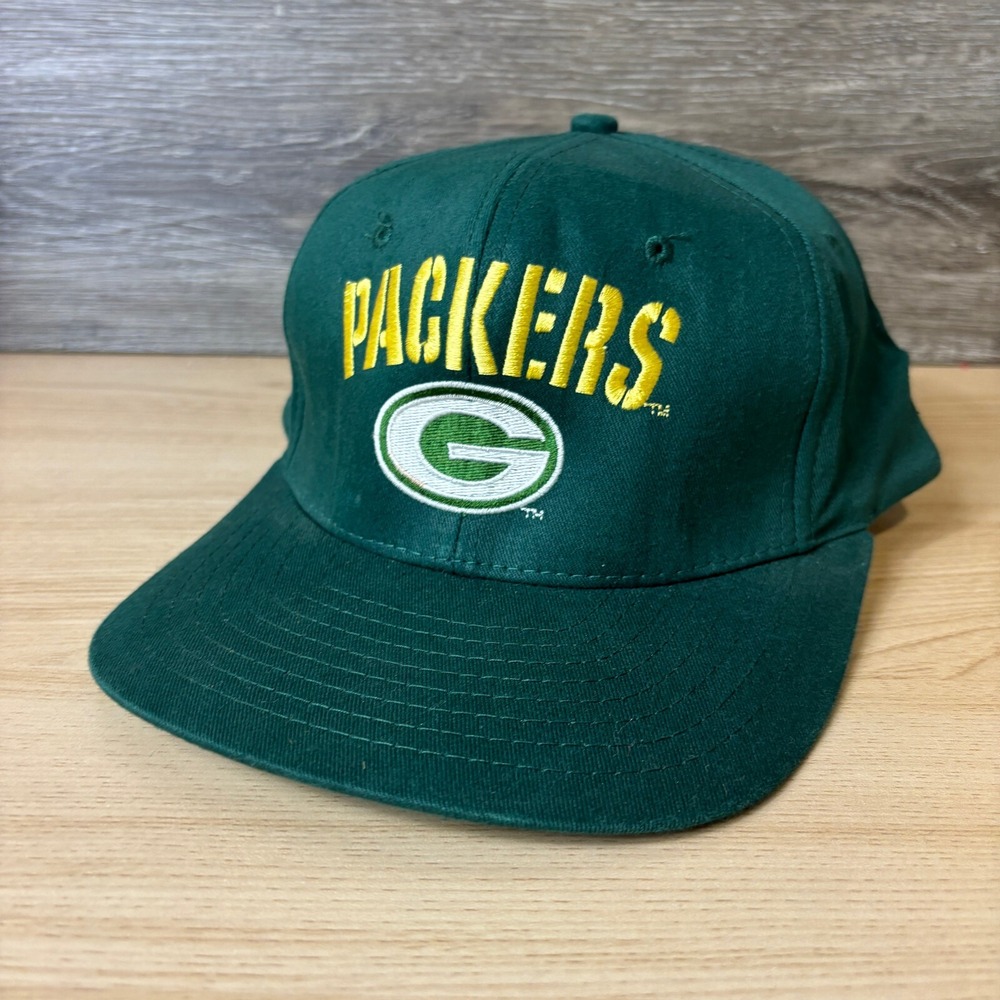 Vintage‎ Green Bay Packers Hat Cap Snapback Green NFL Football AJD